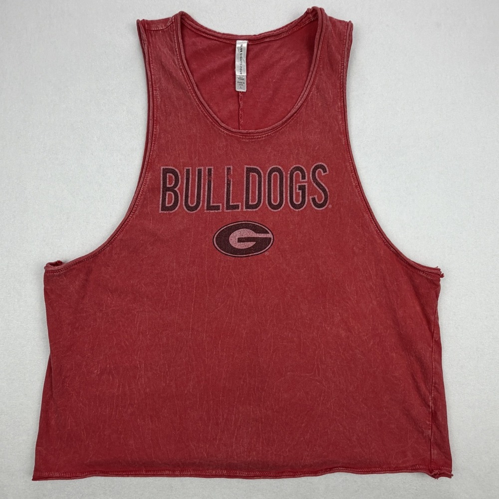 Blue Eighty-Four Georgia Bulldogs Mineral Wash Muscle Tank Top Red Womens L